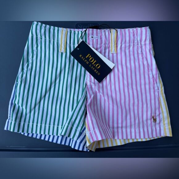 POLO RALPH LAUREN Fun Shirt Cotton Striped Shorts Girls Size 4 Multicolor - Picture 6 of 17